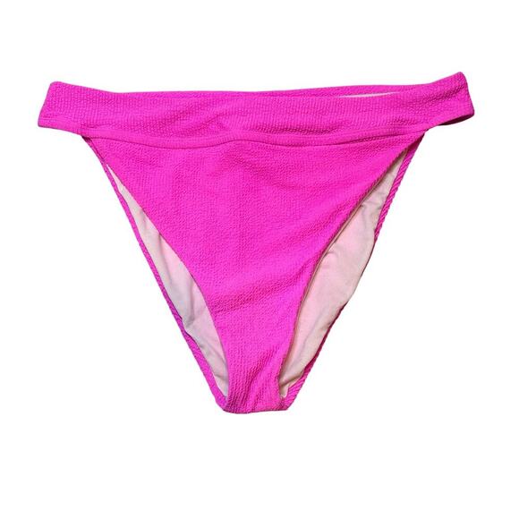 VYB Pink Ribbed High Waist Bikini Bottoms XL NWT Swimwear - Picture 1 of 7